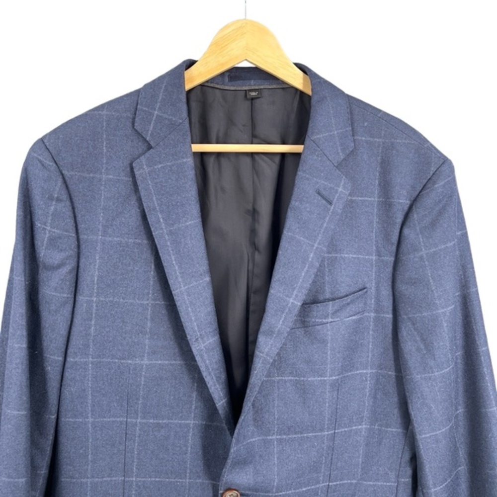 J.Crew Ludlow Suit Jacket Italian Wool Blue Windowpane Pattern 2 Button Mens 38R - Picture 2 of 8
